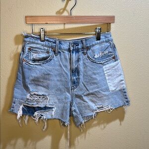 American Eagle size 6 High Rise rainbow patchwork 90’s Boyfriend Shorts